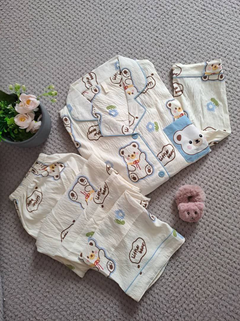 Women’s Elegant Pajama Set – Embossed Hearts Design