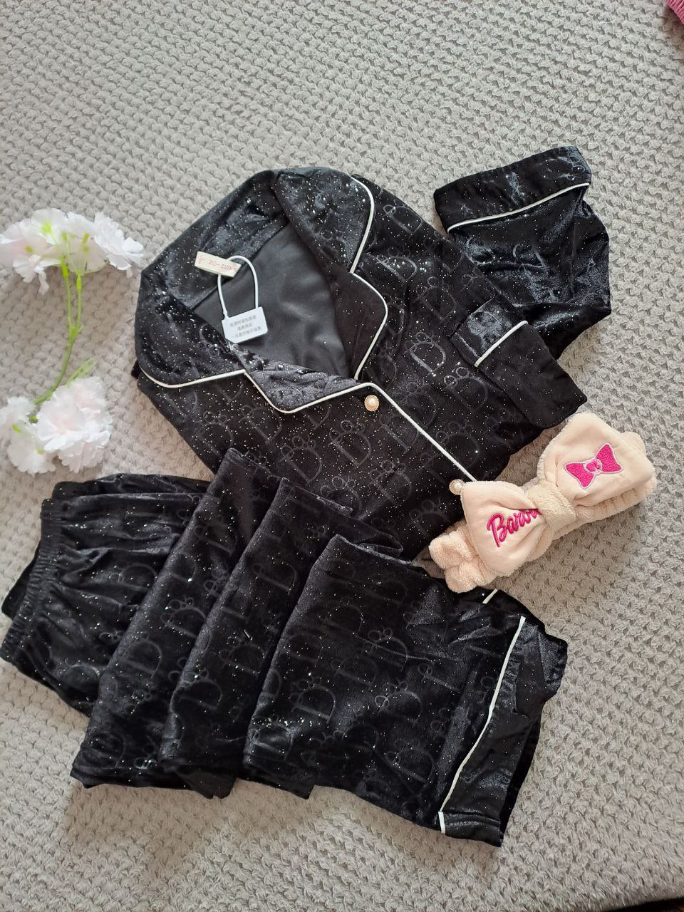 Women’s Dior Velvet Pajama Set – Elegant Style