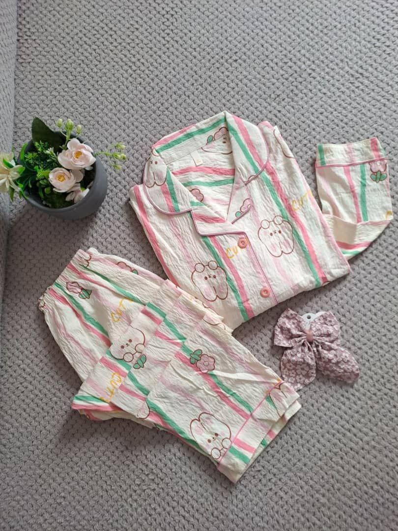 Women’s Elegant Pajama Set – Embossed Hearts Design